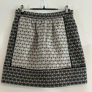 J. Crew Black and White Geometric Mini Skirt size 00